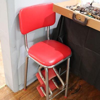Vintage midcentury red ladder seat