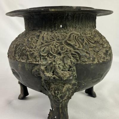#54 â€¢ Antique Chinese Embossed Brass Censer
