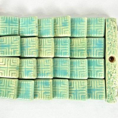 #36 â€¢ Unusual Vintage Asian Turquoise Glaze Ceramic Tile Art Piece
