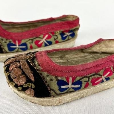 #18 â€¢ Antique Embroidered Chinese Shoes w/Stiff Soles
