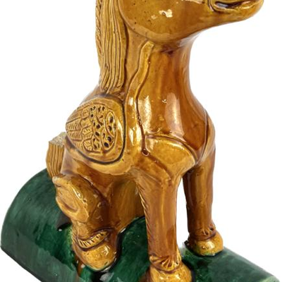 #53 â€¢ Vintage Chinese Sancai-Glazed Earthenware Roof Tile - Winged Horse
