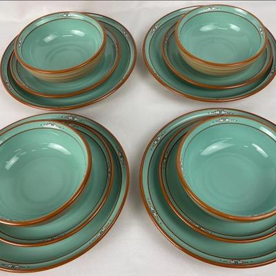 #41 â€¢ 4 Noritake Placesettings - Plate, Salad Plate, Bowl - Boulder Ridge Vintage Stoneware #8674
