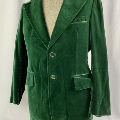 #72 â€¢ Vintage Cortefiel Emerald Velvet Sport Coat Sz 39 - Made in Spain
