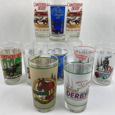 #7 â€¢ Ten Vintage Horse Racing Glasses - Kentucky Derby, Preakness, Breeders Cup
