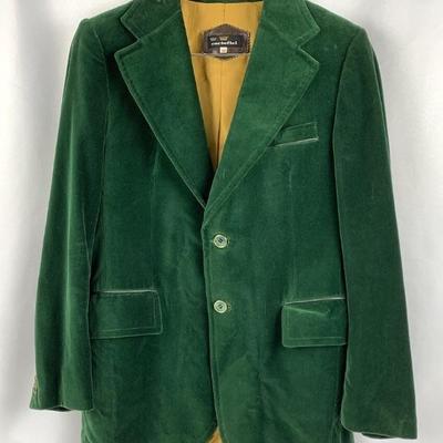 #72 â€¢ Vintage Cortefiel Emerald Velvet Sport Coat Sz 39 - Made in Spain

