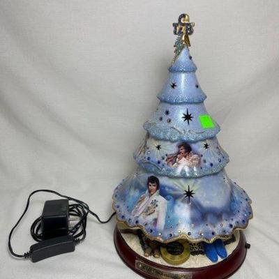 2005 Bradford Editions â€œElvis Blue Christmasâ€ porcelain illuminated tree, 9â€ x 13â€
