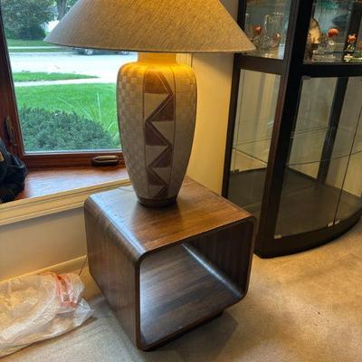 Mid Century Modern Cube Tables & Southwestern Pottery Lamp