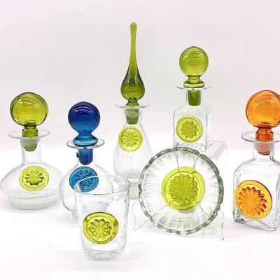 MCM Rainbow Glass Co. glass w/ colored medallions.