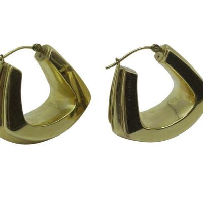 14k YELLOW GOLD MCM GEOMETRIC HOOP EARRINGS