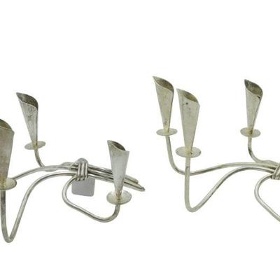 PAIR MCM HANS JENSEN CALLA LILY CANDLE HOLDERS