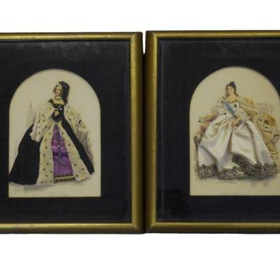 PAIR ANTIQUE FRENCH FASHION SHADOW BOX