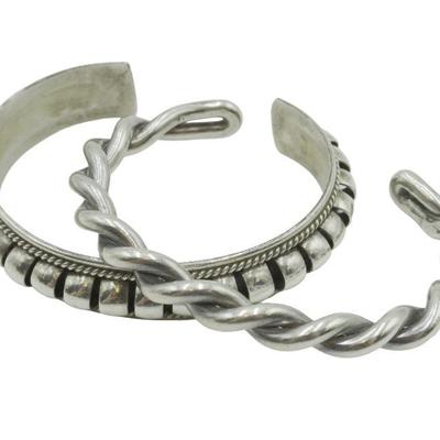 2 pc PRISCILLA APACHE - NAVAJO STERLING SILVER CUFF +