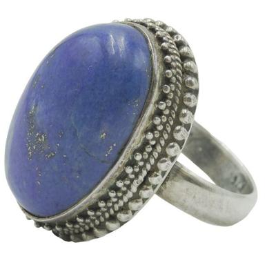 Native American Navajo Lapis Sterling Silver Ring. Size 7.