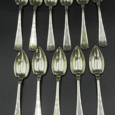 11 GORHAM STERLING ETRUSCAN FRUIT/ORANGE SPOONS