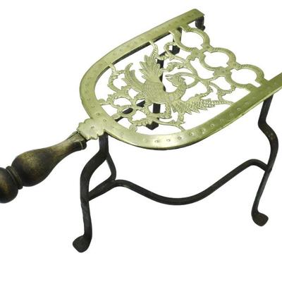 ANTIQUE BRASS PHOENIX TRIVET KETTLE STAND