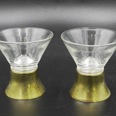 2 MCM NUDIE COCKTAIL GLASSES BRASS BASE