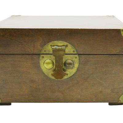 Vintage Chinese Wood Tea Chest. Brass mountings. 