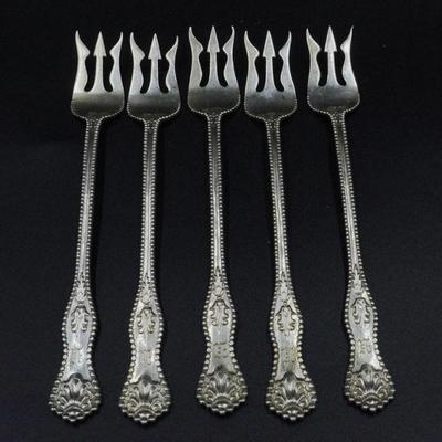 5 STERLING SILVER CHARLES II OYSTER FORKS
