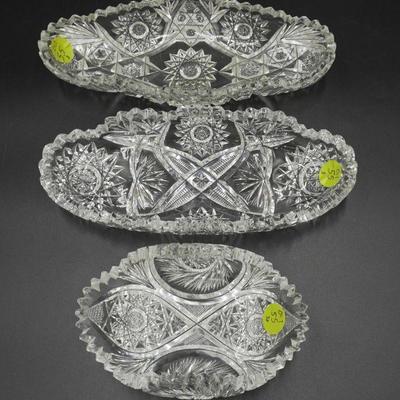 3 AMERICAN BRILLIANT PERIOD RELISH DISHES