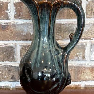 Blue & Brown Glazed Art Pottery Pitcher / Vase