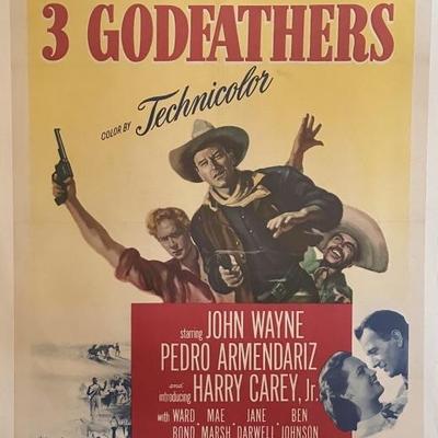 Original Movie Poster: 3 Godfathers w John Wayne