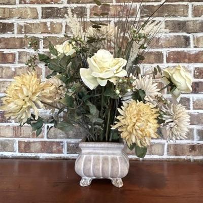 Faux Flower Arrangement in Square Footed Planter