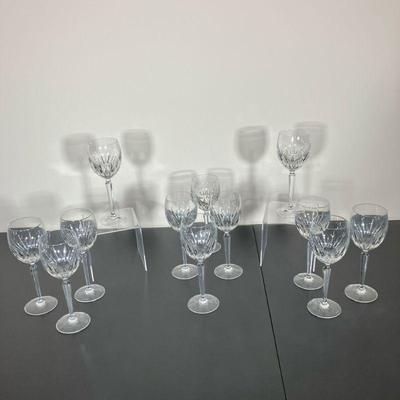 (12PC) WATERFORD WYNNEWOOD WINE GLASSES | Twelve Waterford Wine Glasses in the Wynnewood pattern. - h. 8.25 x dia. 2.75 in
