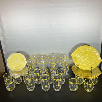 ARTLANDâ€™S LEMON COLLECTION PLATES & GLASSES | The â€œLemon Collectionâ€ by Artland includes: (4) Lemon-shaped plate 13â€. (5) Lemon...