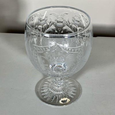 (2PC) QUEEN ELIZABETH II GOBLET | Large Oversize Cut Glass Goblet or Rummer for the coronation of Queen Elizabeth II on June 2nd 1953....