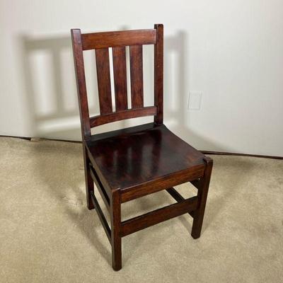 L&JG STICKLEY SIDE CHAIR | A nice Arts & Crafts example of an L&JG Stickleyâ€™s Slat-back Side Chair with a solid wood seat. Great old...