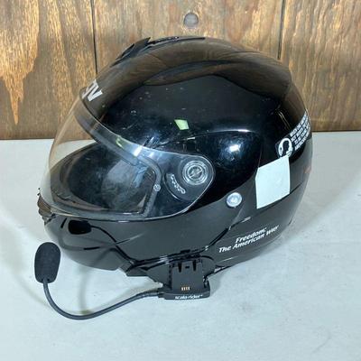 AGV MIGLIA MOTORCYCLE HELMET | AGV Black Miglia Helmet, China, date made 11/2007. Size M 57/58 7 1/8-7 1/4. Helmet has Scala Rider...