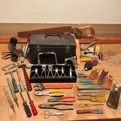 BELL SYSTEM TELEPHONE TOOLBOX | A Vintage â€œBell Systemâ€ Repairmenâ€™s Toolbox with Bell System Tools, Line Phone and other vintage...