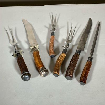(12PC) J A HENCKELS STERLING CARVING SET | Great lot of Vintage carving sets and steak knives: (2) Carving Set of Knife and Fork by â€œJ...