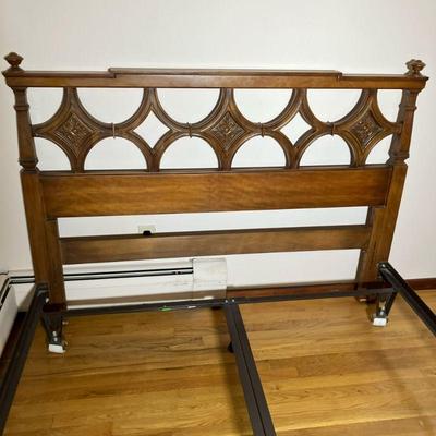 THOMASVILLE QUEEN BED | Vintage Italian Provincial Queen Headboard and Hollywood frame. No Mattress/Box spring. Stamped on back...