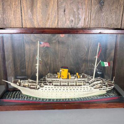 FOLK ART SHIP MODEL | Hand Made by an Italian Immigrant, Riciordo di G. Auteri, in the mid-1940's after WWII. He lived in Clifton and...