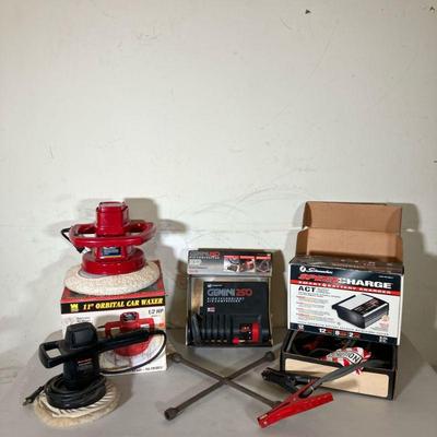 AUTOMOTIVE LOT - CHARGER, WAXER, CABLES & INFLATO | Lot Includes: (1) WEN 11â€ Orbital Car Waxer Model 11 1/2 HP with box. (1)...