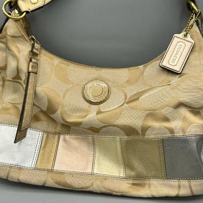 Coach Metallic Color Block Zippered Bag
