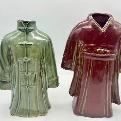 (2) Asian Style Kimono Vases
