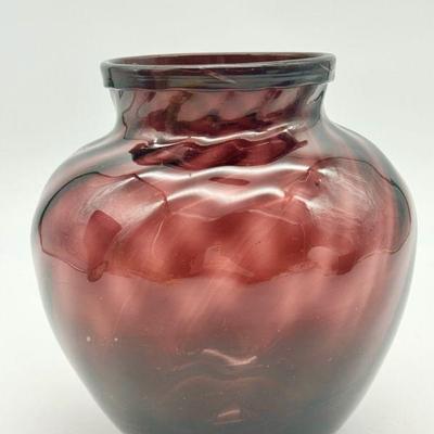 Burgundy Hand Blown Glass Vase
