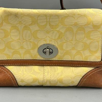 Coach Lemon Yellow Hampton Signature Handbag
