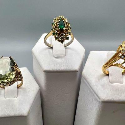(3) Vintage Gold Electroplated Rings
