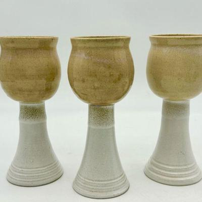 (3) Evergreen Pottery Goblets
