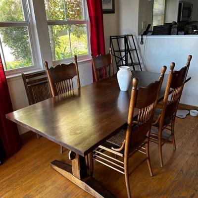 Dining table Pottery Barn set of 4 chairs   
76 x 36 x 29h   Chair 18w x 40h x 16.5d 17.5h seat 