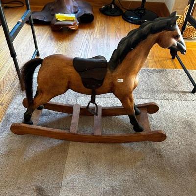 Solid wood miniature rocking horse