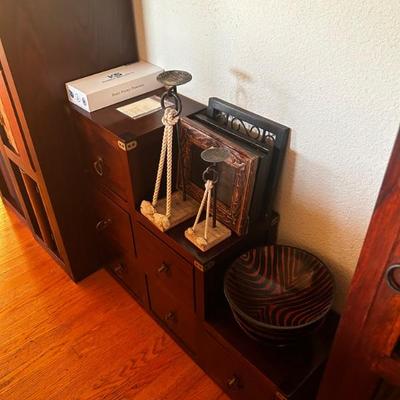 Pottery Barn Tansu 
34w x  10.5d x 26h ( highest part) 