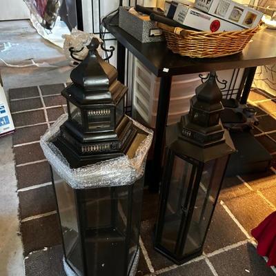 a pair of hurricane lamps new