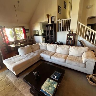 Sectional  121.5w  x 35d x 90w x 31h x 20h seat cream suede Legget &Platt Furniture  bed by Legget & Platt Furniture