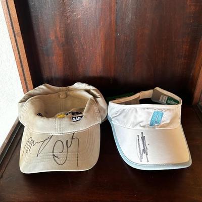 Autographed caps: Andrew Murray and Andy Roddick