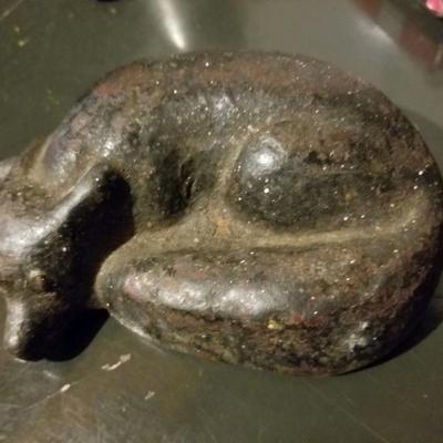 Cast iron sleeping dog figurine