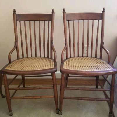 Pair of antique chairs/caned seats